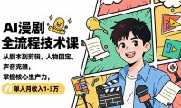 AI漫剧全流程技术课,从剧本到剪辑、人物固定、声音克隆,掌握核心生产力,单人月收入1-3万