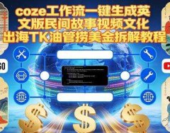 Coze扣子工作流一键生成英文版民间故事视频，文化出海TK油管捞美金拆解教程