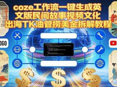 Coze扣子工作流一键生成英文版民间故事视频，文化出海TK油管捞美金拆解教程