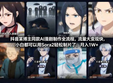抖音某博主同款AI漫剧制作全流程，流量大变现快，小白都可以用Sora2轻松制片了，月入1W+